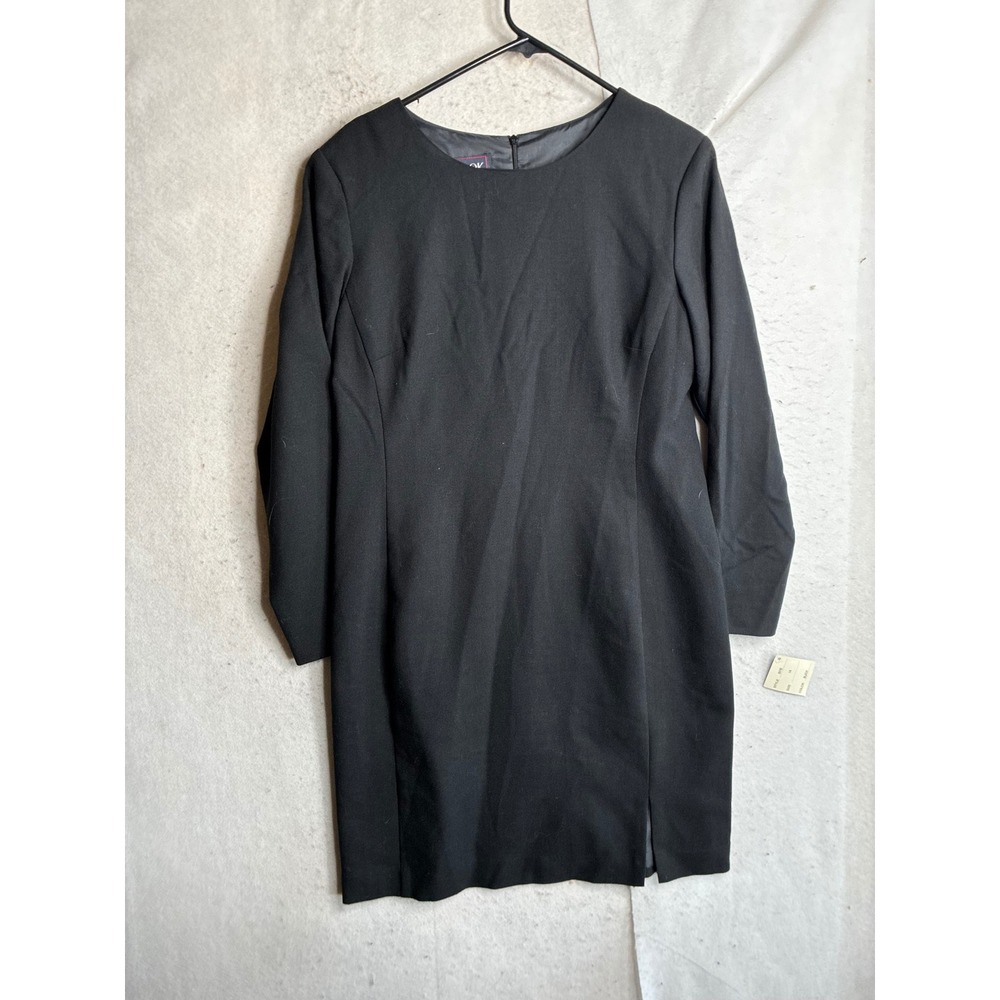 NWT JG Hook Womens Black 100% Wool Long Sleeve Sheath Dress Size 14 011E
